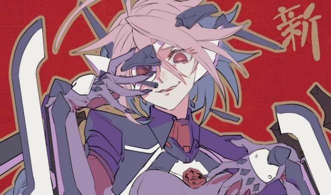1girl ahoge akilico alternate_color armor blazblue bodysuit braid breasts cape eyepatch female_focus hair_weapon long_hair looking_at_viewer nu-13 red_eyes single_braid smile solo very_long_hair weapon yandere