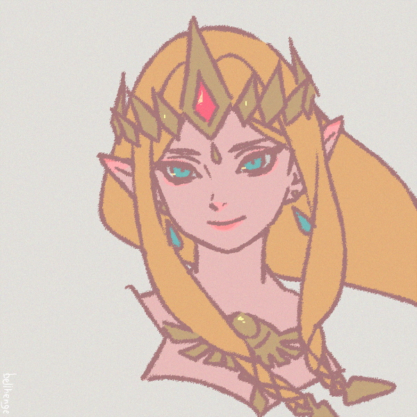 1girl armor artist_name bellhenge blonde_hair blue_eyes closed_mouth collarbone diadem eyelashes gold_armor gold_diadem hair_ribbon hyrule_warriors lipstick long_hair makeup mascara nintendo petals pink_lips pointy_ears princess_zelda ribbon sidelocks solo the_legend_of_zelda