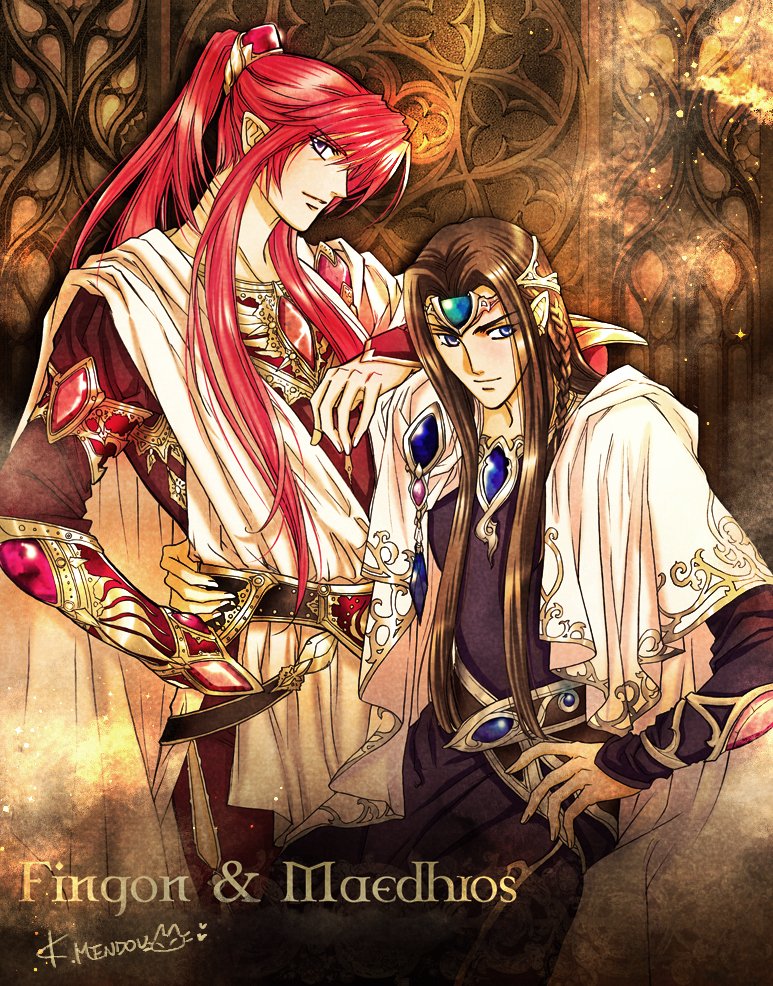 2boys arm_around_shoulder blue_eyes braid brown_hair closed_mouth elf fingon kazuki-mendou long_hair looking_at_viewer maedhros male_focus multiple_boys parted_lips pointy_ears ponytail purple_eyes purple_robe red_hair red_robe robe sash smile the_silmarillion toga tolkien&#039;s_legendarium tolkien&#039;s_legendarium very_long_hair