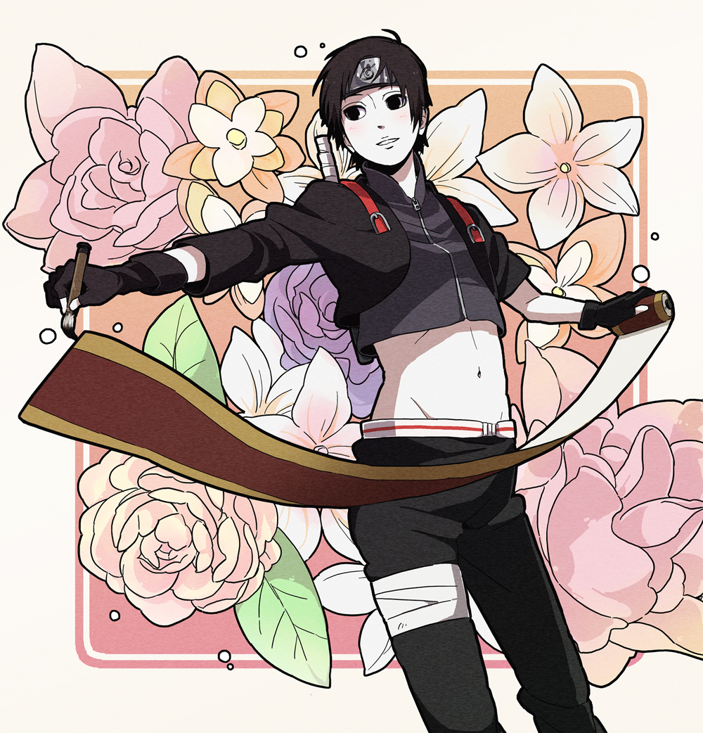 black_eyes black_hair blush kamoi_hayato male_focus naruto_(series) naruto_shippuuden sai