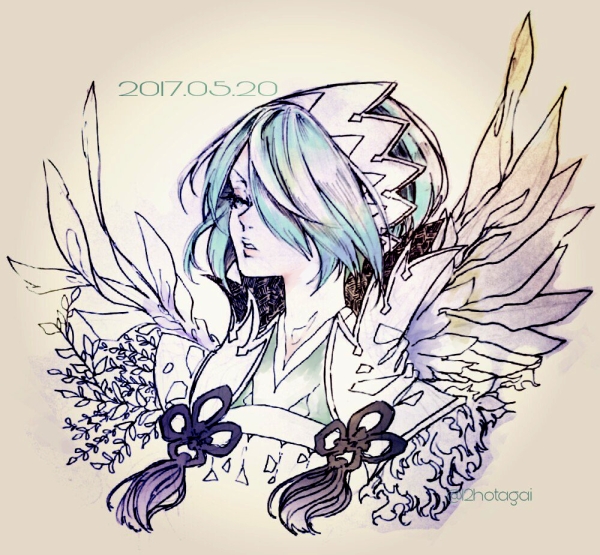 1girl blue_hair closed_eyes dated fire_emblem fire_emblem_fates hair_over_one_eye hairband hotate_rayan japanese_clothes medium_hair nintendo portrait setsuna_(fire_emblem) solo