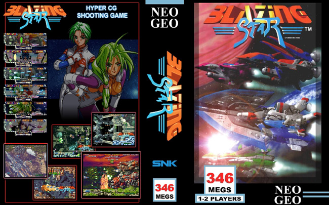 1990s_(style) 2girls ancient_greek_clothes aryustailm blazing_star bodysuit breasts cover english_text green_hair hell-hound large_breasts leaning_forward multiple_girls neo_geo peplos pulstar retro_artstyle snk spacecraft tagme text_focus windina yamazaki_kaoru_(snk) yamazaki_naomi