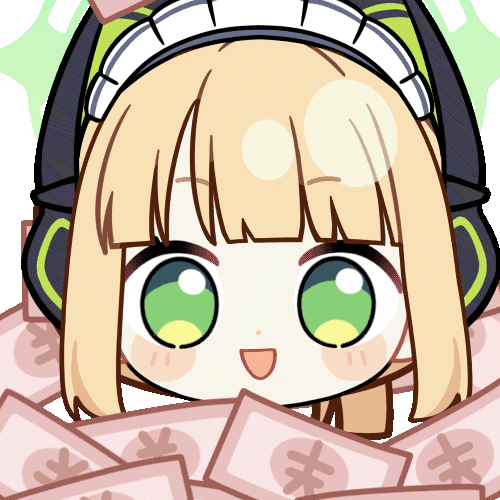 1girl :d animal_ear_headphones animal_ears animated animated_gif banknote blonde_hair blue_archive blunt_bangs blunt_ends blush_stickers cat_ear_headphones cat_ears chibi chunye_haruya commission dot_nose fake_animal_ears falling_money green_eyes green_halo halo headphones looking_at_viewer lowres maid_headdress midori_(blue_archive) midori_(maid)_(blue_archive) missing_commentary money official_alternate_costume official_alternate_hairstyle open_mouth ponytail second-party_source short_hair sidelocks simple_background smile solo transparent_background upper_body white_headdress