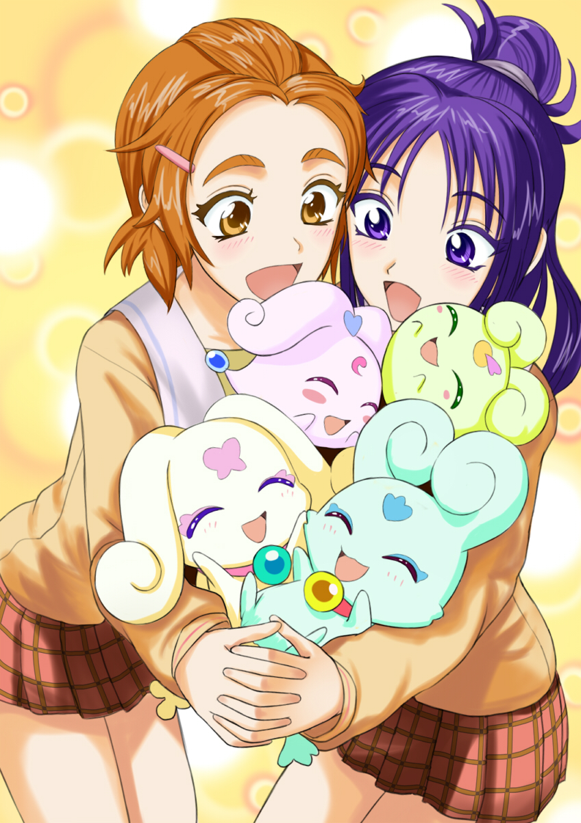 00s choppy flappy foop futari_wa_precure_splash_star highres hyuuga_saki jewelry mishou_mai moop multiple_girls oretoreon precure