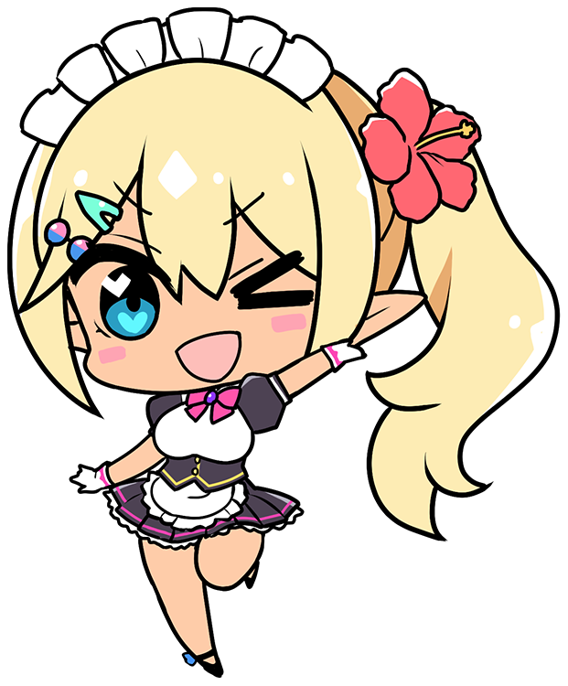 &gt;_o 1girl apron black_dress black_skirt blonde_hair blush bow bowtie breasts collar_jewel dark_skin derauea dress elf femme_de_menage_maid_academy_uniform flower footwear_flower frilled_apron frills game_cg gem gloves hair_flower hair_ornament heart heart_in_eye large_breasts leg_up long_hair long_pointy_ears looking_at_viewer maid maid_apron maid_headdress milk_factory miniskirt motto!_haramase!_honoo_no_oppai_isekai_oppai_maid_gakuen! myunmyun_lafleur non-web_source official_art one_eye_closed open_mouth pink_bow pink_bowtie pointy_ears puffy_short_sleeves puffy_sleeves purple_brooch purple_gemstone red_flower short_sleeves side_ponytail skirt smile solo symbol_in_eye tan transparent_background waist_apron white_apron white_gloves