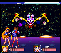 16-bit 16_bit 16bit 1boy 2girls aino_minako bishoujo_senshi_sailor_moon boss_fight crossover hal_laboratory kirby_(series) kirby_super_star marx_(kirby) multiple_girls nintendo sailor_moon sailor_venus snes space super_nintendo_entertainment_system tsukino_usagi wings