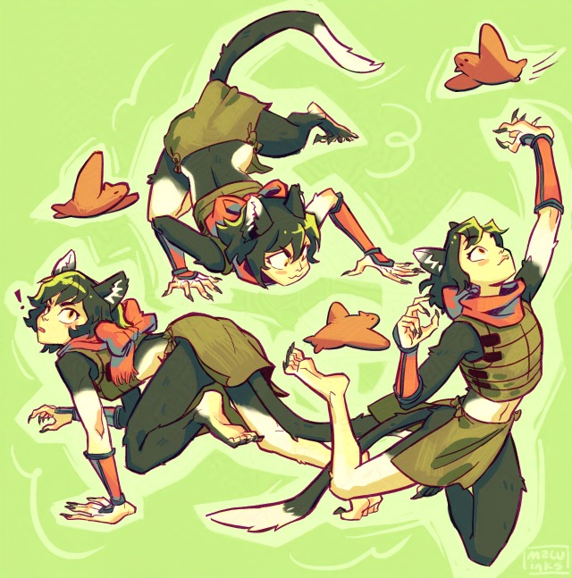! 1girl bird cat_girl claws dungeon_meshi izutsumi maluinks