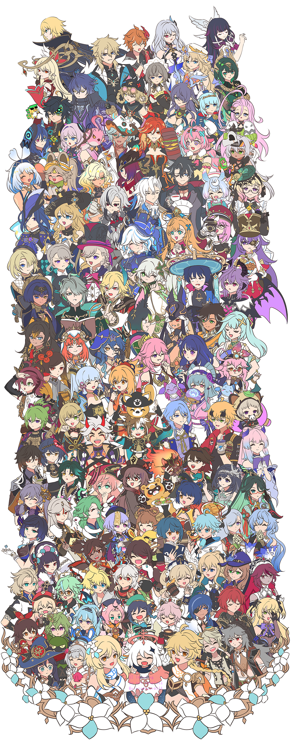 6+boys 6+girls absolutely_everyone absurdres aether_(genshin_impact) ahoge aino_(genshin_impact) ajaw_(genshin_impact) albedo_(genshin_impact) alhaitham_(genshin_impact) alice_(genshin_impact) amber_(genshin_impact) animal_ears antlers arataki_itto arlecchino_(genshin_impact) ayaka_(genshin_impact) baizhu_(genshin_impact) barbara_(genshin_impact) baron_bunny_(genshin_impact) beidou_(genshin_impact) bennett_(genshin_impact) bodysuit book bow braid cacucu_(genshin_impact) candace_(genshin_impact) changsheng_(genshin_impact) charlotte_(genshin_impact) chasca_(genshin_impact) chevreuse_(genshin_impact) chiori_(genshin_impact) chongyun_(genshin_impact) citlali_(genshin_impact) clorinde_(genshin_impact) closed_eyes collei_(genshin_impact) columbina_(genshin_impact) cuilein-anbar_(genshin_impact) cup cyno_(genshin_impact) dahlia_(genshin_impact) dainsleif_(genshin_impact) dark_skin dehya_(genshin_impact) diluc_(genshin_impact) diona_(genshin_impact) dodoco_(genshin_impact) dori_(genshin_impact) dress emilie_(genshin_impact) escoffier_(genshin_impact) eula_(genshin_impact) everyone eyepatch faruzan_(genshin_impact) fischl_(genshin_impact) flins_(genshin_impact) food freminet_(genshin_impact) furina_(genshin_impact) gaming_(genshin_impact) ganyu_(genshin_impact) genshin_impact glasses gorou_(genshin_impact) guoba_(genshin_impact) hair_between_eyes hair_ornament hair_rings halterneck hat highres holding holding_book holding_cup holding_food horns hu_tao_(genshin_impact) iansan_(genshin_impact) ifa_(genshin_impact) ineffa_(genshin_impact) jahoda_(genshin_impact) jean_(genshin_impact) kachina_(genshin_impact) kaedehara_kazuha kaeya_(genshin_impact) kamisato_ayato kaveh_(genshin_impact) keqing_(genshin_impact) kinich_(genshin_impact) kirara_(genshin_impact) kujou_sara kuki_shinobu lan_yan_(genshin_impact) lauma_(genshin_impact) layla_(genshin_impact) leotard lisa_(genshin_impact) long_hair lumine_(genshin_impact) lynette_(genshin_impact) lyney_(genshin_impact) man_chai_(genshin_impact) maron_star mavuika_(genshin_impact) mika_(genshin_impact) mini_durin_(genshin_impact) mini_durin_(human)_(genshin_impact) mona_(genshin_impact) mualani_(genshin_impact) multiple_boys multiple_girls nahida_(genshin_impact) navia_(genshin_impact) nefer_(genshin_impact) neuvillette_(genshin_impact) nicole_reeyn nilou_(genshin_impact) ningguang_(genshin_impact) noelle_(genshin_impact) one_eye_closed open_book open_mouth ororon_(genshin_impact) paimon_(genshin_impact) pointy_ears ponytail qiqi_(genshin_impact) raiden_shogun razor_(genshin_impact) ribbon rosaria_(genshin_impact) sandrone_(genshin_impact) sangonomiya_kokomi sayu_(genshin_impact) scaramouche_(genshin_impact) sethos_(genshin_impact) shenhe_(genshin_impact) short_hair sigewinne_(genshin_impact) skirk_(genshin_impact) sucrose_(genshin_impact) tan tartaglia_(genshin_impact) thoma_(genshin_impact) tighnari_(genshin_impact) twintails varesa_(genshin_impact) varka_(genshin_impact) venti_(genshin_impact) wanderer_(genshin_impact) witch_hat wriothesley_(genshin_impact) xiangling_(genshin_impact) xianyun_(genshin_impact) xiao_(genshin_impact) xilonen_(genshin_impact) xingqiu_(genshin_impact) xinyan_(genshin_impact) yae_miko yanfei_(genshin_impact) yaoyao_(genshin_impact) yelan_(genshin_impact) yoimiya_(genshin_impact) yuegui_(genshin_impact) yumemizuki_mizuki yun_jin_(genshin_impact) zhongli_(genshin_impact)