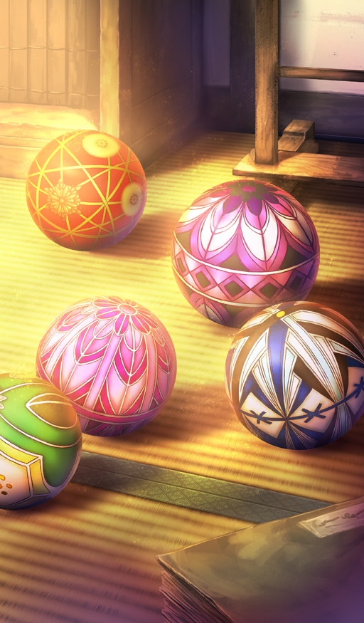 ball book commentary fate/grand_order fate_(series) higashiyama_hayato indoors light_particles no_humans official_art scenery still_life sunlight tatami temari_ball third-party_source