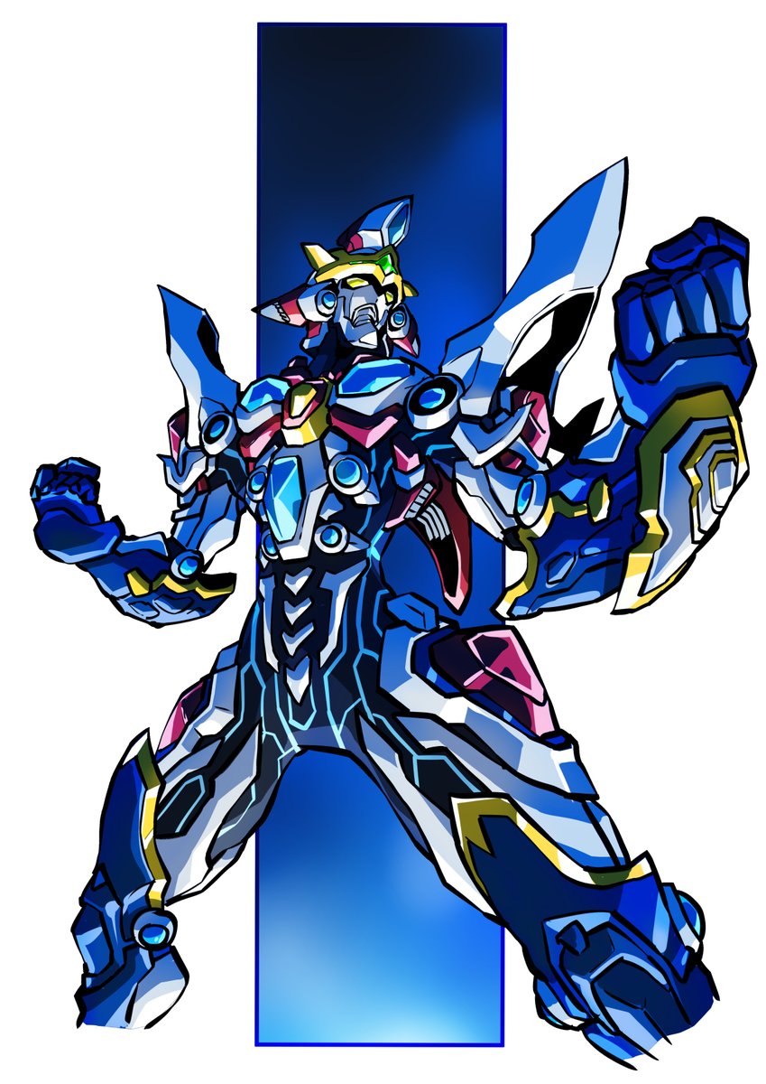 1boy acceptor armor clenched_hands crystal gauntlets gridman_(character) gridman_universe gridman_universe_(film) gridman_universe_fighter highres jewelry no_humans shoulder_armor solo taiga_hiroyuki tokusatsu yellow_eyes
