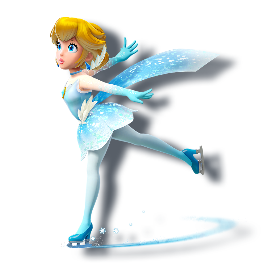 1girl blonde_hair blue_eyes choker earrings figure_skater_peach figure_skating_dress full_body gloves ice_skates jewelry mario_(series) nintendo official_art pantyhose princess_peach princess_peach:_showtime! skates skirt white_background