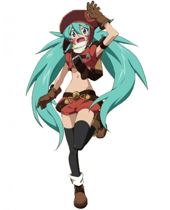 .hack// .hack//quantum artist_request blue_hair midriff navel official_art shoes shorts tagme