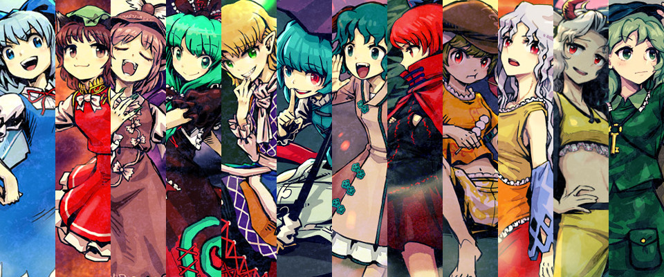 6+girls animal_ears arm_warmers blonde_hair blue_dress blue_eyes blue_hair bow brown_hair cape cat_ears chen cirno cow_horns detached_sleeves dog_ears dress front_ponytail green_eyes green_hair heterochromia holding holding_umbrella horns ice ice_wings kagiyama_hina kasodani_kyouko meimaru_inuchiyo midriff mizuhashi_parsee multicolored_hair multiple_girls mystia_lorelei open_mouth pink_hair red_bow red_eyes red_hair red_horns red_ribbon ribbon ringo_(touhou) sakata_nemuno sekibanki smile tatara_kogasa touhou two-tone_hair umbrella ushizaki_urumi wings yamashiro_takane