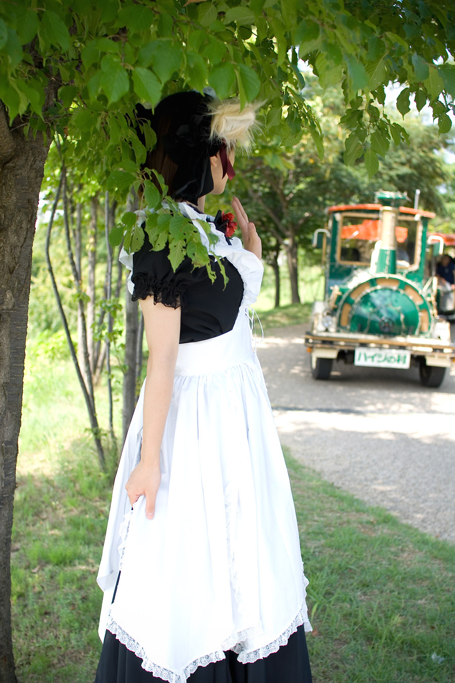 animal_ears anya apron cosplay dog_ears highres maid maid_apron photo_(medium)