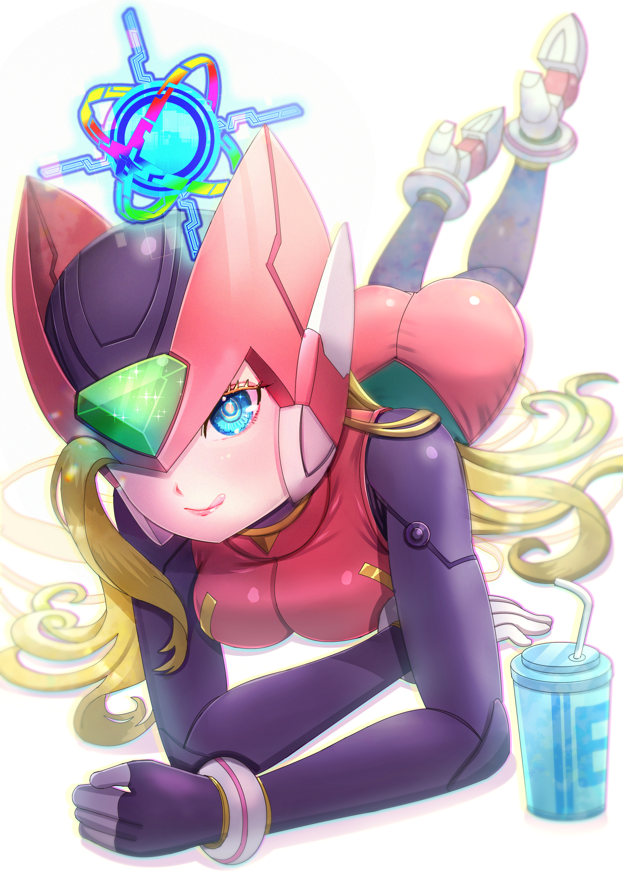 2girls absurdres armor ass bliss_zero_(mega_man) blonde_hair blue_eyes breasts commentary_request cup cyber_elf_(mega_man) cyber_elf_x_(mega_man) drinking_straw full_body genderswap genderswap_(mtf) helmet highres kiwakiwa large_breasts long_hair lying mega_man_(series) mega_man_zero_(series) multiple_girls on_stomach red_armor red_helmet red_skirt revision robot_girl simple_background skirt solo_focus svc_chaos white_background x_(mega_man) zero(z)_(mega_man) zero_(mega_man)