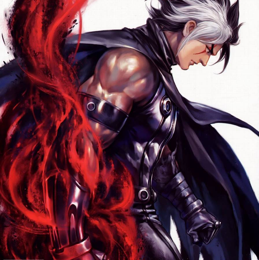 1boy black_cloak black_fire black_hair cloak closed_mouth facial_scar fire flaming_hand gloves male_focus metal_gloves multicolored_hair muscular muscular_male nameless_(kof) official_art pyrokinesis red_fire scar scar_across_eye scar_on_cheek scar_on_face snk solo split-color_hair the_king_of_fighters the_king_of_fighters_2002 two-tone_hair white_hair
