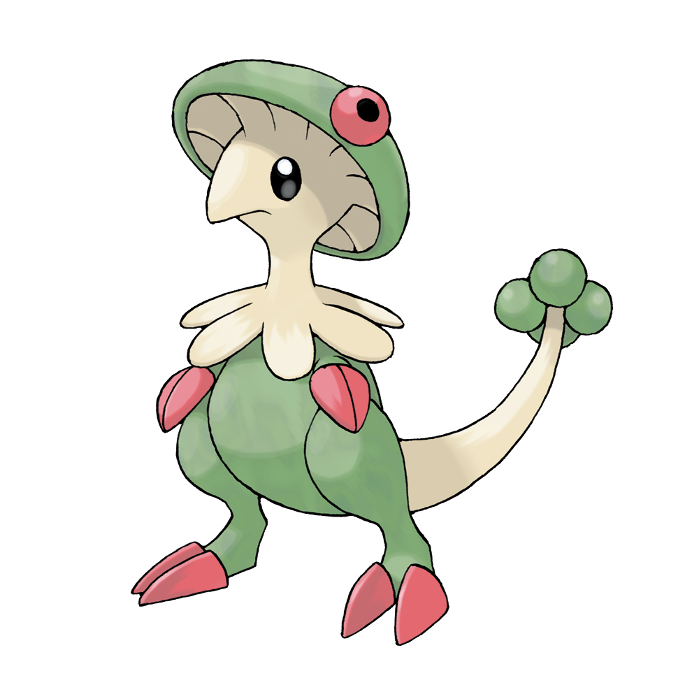 breloom closed_mouth full_body gen_3_pokemon nintendo no_humans official_art pokemon pokemon_(creature) pokemon_focus pokemon_rse simple_background solo standing sugimori_ken third-party_source white_background