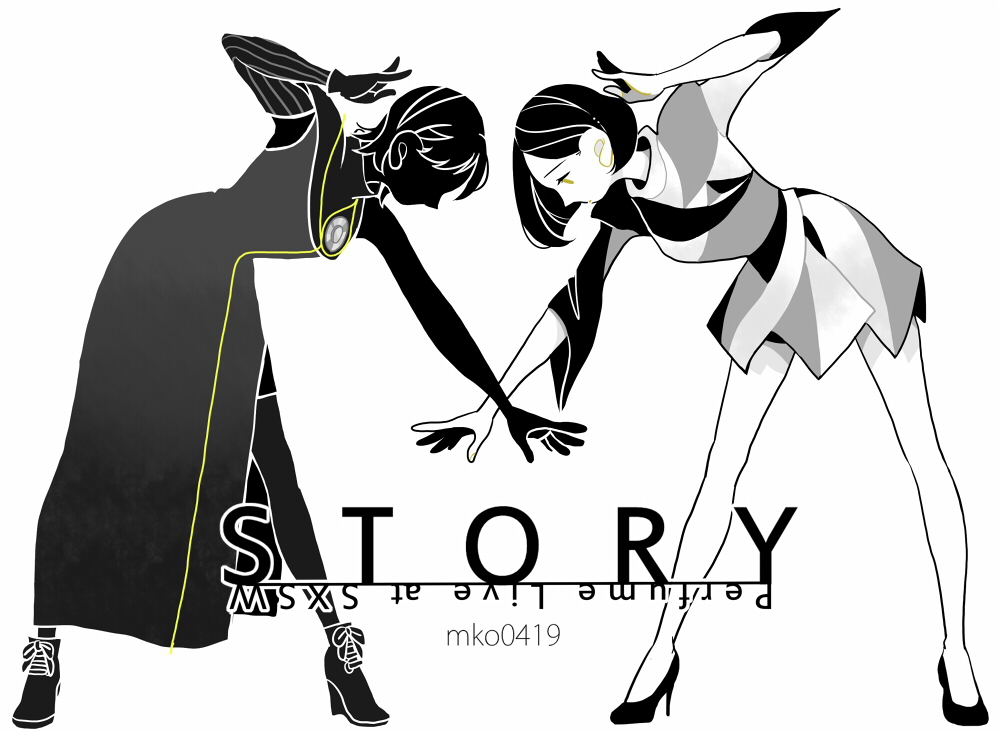 arms_up bad_id bad_pixiv_id black_footwear dress english_text greyscale grgr27 hair_behind_ear long_dress looking_down mirror_twins monochrome original shoelaces short_hair silhouette simple_background standing white_background