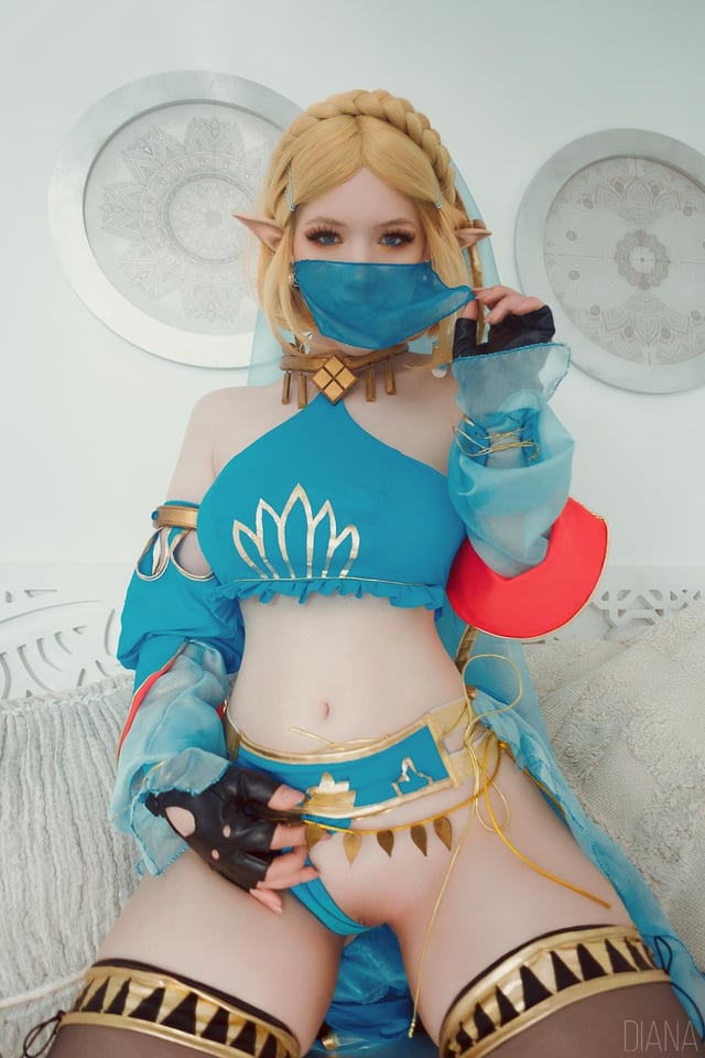 1girl asian belly_dancer breasts cosplay dancer harem_outfit lada_lyumos nintendo princess_zelda pussy real_life small_breasts solo the_legend_of_zelda veil