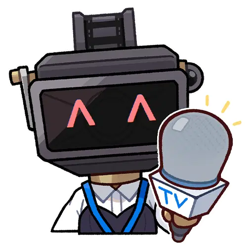 1girl ^_^ carmella_(honkai:_star_rail) chibi closed_eyes film_reel holding holding_microphone honkai:_star_rail honkai_(series) microphone official_art reporter robot_girl screen_head solo third-party_source transparent_background