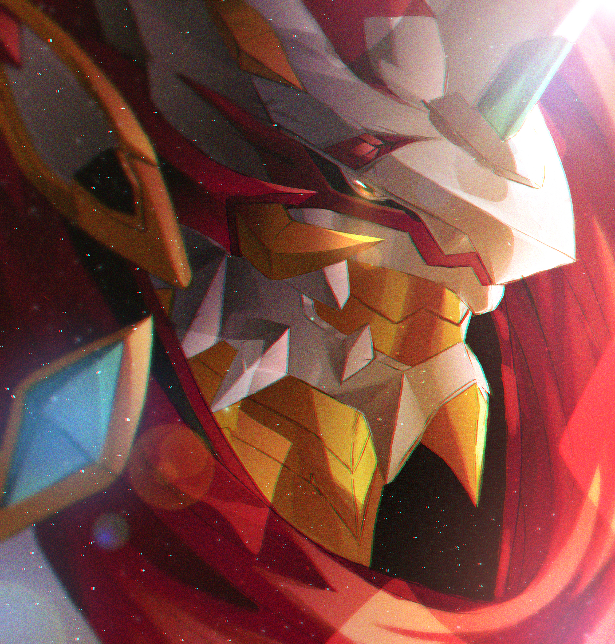 absurdres armor digimon highres horns jesmon jesmon_x-antibody scarf solo yellow_eyes