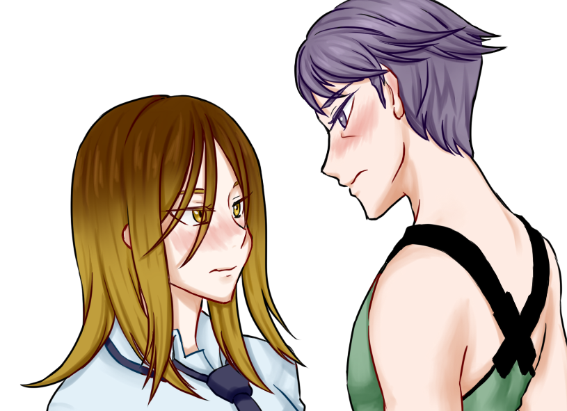 1boy 1girl couple date_makiko digimon looking_at_another mishima_ryuji police police_uniform policewoman