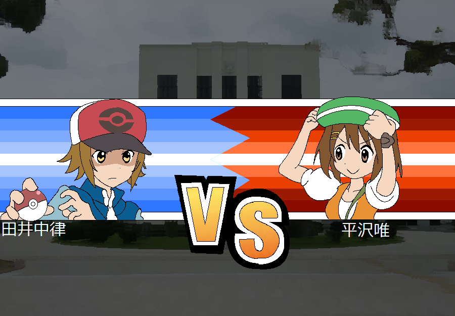 adjusting_clothes adjusting_headwear bianca_(pokemon) bianca_(pokemon)_(cosplay) brown_hair cosplay hat hilbert_(pokemon) hilbert_(pokemon)_(cosplay) hirasawa_yui k-on! nintendo parody poke_ball pokemon pokemon_bw short_hair smile tainaka_ritsu