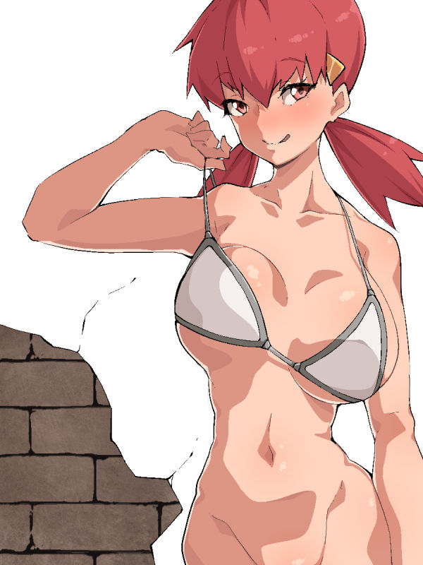 1girl adjusting_bra adjusting_clothes bikini_pull bikini_top_pull blush bottomless bra breasts breasts_apart clothes_pull collarbone curvy groin gym_leader hair_ornament hairpin large_breasts licking_lips looking_at_viewer matching_hair/eyes md5_mismatch nanashi_maru naughty_face navel nintendo pink_eyes pink_hair pokemon pokemon_hgss pulling_own_clothes seductive_smile smile tongue tongue_out twintails underwear upper_body white_bra whitney_(pokemon) wide_hips