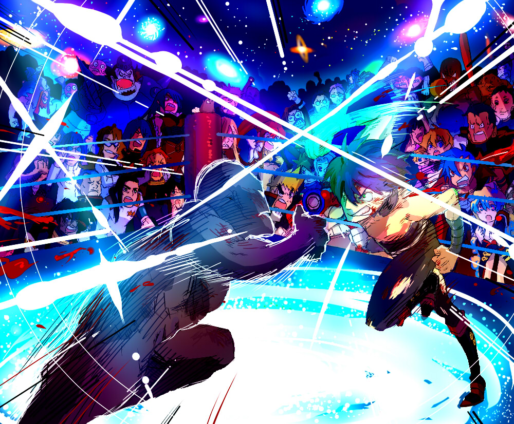 00s 6+boys 6+girls adiane ailac_coega antispiral arena attenborough_cortitch barinbo battle blood boota_(ttgl) boxing_ring cheering darry_adai dayakka epic everyone galaxy gimmy_adai guinble jogan kamina_(ttgl) kidd_coega kittan_bachika kiyal_bachika kiyoh_bachika lagann leeron_littner leite_jokin lens_flare lordgenome makken manly multiple_boys multiple_girls nia_teppelin rossiu_adai running shouting simon_(ttgl) space tengen_toppa_gurren_lagann tengen_toppa_gurren_lagann:_lagann-hen thymilph viral_(ttgl) wrestling_ring yoko_littner zoushi_kanai