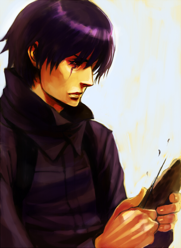 1boy black_hair black_jacket blassreiter hair_over_eyes ideissai jacket joseph_jobson long_sleeves male_focus short_hair simple_background white_background