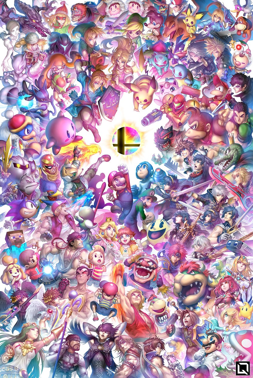 6+boys 6+girls absolutely_everyone aegis_sword_(xenoblade) amamiya_ren animal_crossing animal_ears arm_cannon armor arms_(game) banjo-kazooie banjo_(banjo-kazooie) baseball_cap bayonetta bayonetta_(series) bayonetta_2 beanie belt black_gloves black_hair blonde_hair blouse blue_eyes blue_hair blue_overalls bodysuit bowser bowser_jr. breasts brown_hair buster_sword capcom cape captain_falcon castlevania:_rondo_of_blood castlevania_(series) charizard chrom_(fire_emblem) cleavage closed_mouth cloud_strife corrin_(fire_emblem) corrin_(male)_(fire_emblem) crown dark_pit dark_samus deku_shield diddy_kong dog_(duck_hunt) domino_mask donkey_kong donkey_kong_(series) donkey_kong_country dougi dr._mario dr._mario_(game) dragon_quest dragon_quest_xi dress duck_(duck_hunt) duck_hunt earrings everyone eyebrows_visible_through_mask f-zero facial_hair falchion_(fire_emblem) falco_lombardi family_computer_robot fatal_fury fatal_fury_cap female_byleth_(fire_emblem) final_fantasy final_fantasy_vii final_fantasy_vii_advent_children fingerless_gloves fire_emblem fire_emblem:_mystery_of_the_emblem fire_emblem:_path_of_radiance fire_emblem:_the_binding_blade fire_emblem:_three_houses fire_emblem_awakening fire_emblem_fates food fox_mccloud fukuyama_jun galaxia_(sword) game_&amp;_watch ganondorf gem gen_1_pokemon gen_2_pokemon gen_4_pokemon gen_6_pokemon gen_7_pokemon gerudo glasses gloves green_eyes green_hair green_shirt greninja gun hair_ornament hand_tattoo hat headband headpiece hero_(dq11) highres horns hylian_shield ice_climber ike_(fire_emblem) incineroar inkling inkling_girl inkling_player_character ivysaur jewelry jigglypuff junior_clown_car kazooie_(banjo-kazooie) ken_masters keyblade kid_icarus kid_icarus_uprising king_dedede king_k._rool kingdom_hearts kingdom_hearts_i kingdom_key kirby kirby_(series) konami kuroi-tsuki large_breasts legendary_pokemon link little_mac long_hair long_sleeves looking_at_viewer lucario lucina_(fire_emblem) luigi luma_(mario) makeup male_robin_(fire_emblem) mario mario_(series) marth_(fire_emblem) martial_arts_belt mask master_sword medium_hair mega_man_(character) mega_man_(classic) mega_man_(series) meta_knight metal_gear_(series) metal_gear_solid metal_gear_solid_2:_sons_of_liberty metroid mewtwo mii_(nintendo) mii_brawler minecraft minecraft_sword mishima_kazuya mole mole_under_mouth monado mother_(series) mother_2 mother_3 mr._game_&amp;_watch multiple_boys multiple_girls muscular mustache mythra_(massive_melee)_(xenoblade) mythra_(xenoblade) namco nana_(ice_climber) navel ness_(mother_2) nintendo olimar open_mouth overalls pac-man pac-man_(game) palutena pants pantyhose persona persona_5 pichu pikachu pikmin_(creature) pikmin_(series) piranha_plant pit_(kid_icarus) pointy_ears pokemon pokemon_(creature) ponytail popo_(ice_climber) power_suit powering_up princess_daisy princess_peach princess_zelda punch-out!! pyra_(xenoblade) r.o.b. ragnell red_(pokemon) red_eyes red_gloves red_hair red_shirt red_shorts richter_belmont ridley rosalina roy_(fire_emblem) ryu_(street_fighter) samus_aran scar sephiroth sheik sheikah shield shirt short_hair short_shorts shorts shoulder_armor shulk_(xenoblade) sidelocks simon_belmont simple_background skin_tight skirt smile sneaking_suit snk solid_snake sonic_(series) sonic_the_hedgehog sora_(kingdom_hearts) spiked_hair spikes splatoon_(series) splatoon_1 square_enix squid squirtle star_fox steve_(minecraft) street_fighter street_fighter_ii_(series) striped_clothes striped_shirt super_mario_galaxy super_smash_bros. suspender_skirt suspenders swept_bangs sword tank_top tattoo teeth tekken tentacle_hair terry_bogard the_king_of_fighters the_legend_of_zelda the_legend_of_zelda:_a_link_between_worlds the_legend_of_zelda:_breath_of_the_wild the_legend_of_zelda:_majora&#039;s_mask the_legend_of_zelda:_ocarina_of_time the_legend_of_zelda:_the_wind_waker thick_eyebrows tiara toon_link topless_male tunic varia_suit very_long_hair vest villager_(animal_crossing) wario warioware weapon whip white_hair wii_fit wii_fit_trainer wii_fit_trainer_(female) wolf_o&#039;donnell wooden_shield xenoblade_chronicles_(series) xenoblade_chronicles_1 yoshi young_link zero_suit zora