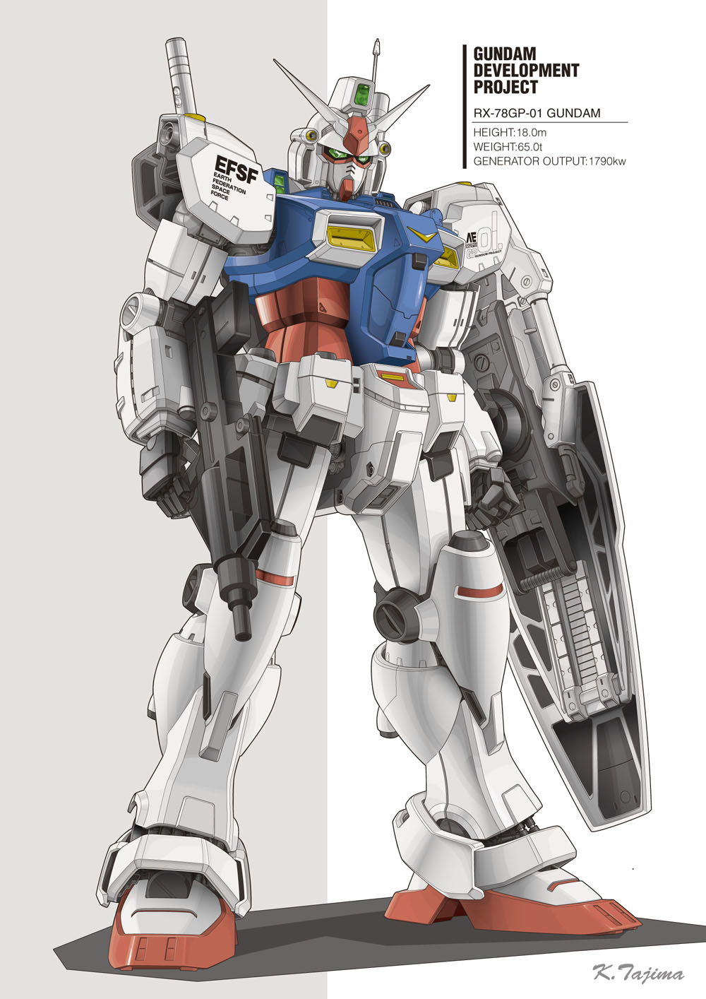 anaheim_electronics assault_rifle bullpup commentary_request dias_(tajima_kouki) earth_federation earth_federation_space_forces emblem english_text green_eyes gun gundam gundam_0083 gundam_gp-01_zephyranthes highres hwf_gmg-mg79-90mm_bullpup_machine_gun light machine_gun machinery mecha mecha_focus mobile_suit no_humans radio_antenna rifle robot roundel science_fiction shadow shield signature thrusters vernier_thrusters weapon white_background