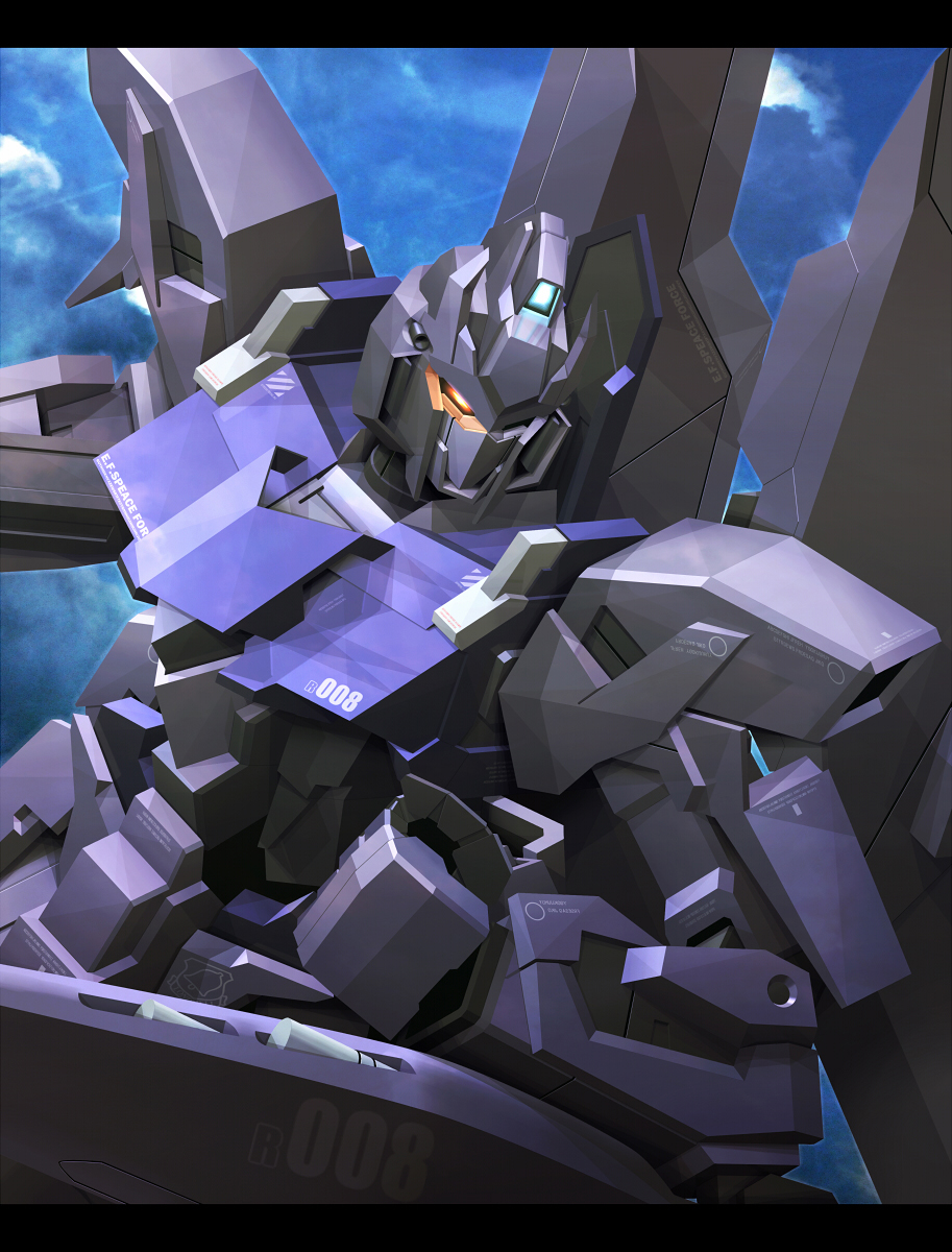 delta_plus gundam gundam_unicorn highres mecha missile mobile_suit no_humans robot shield