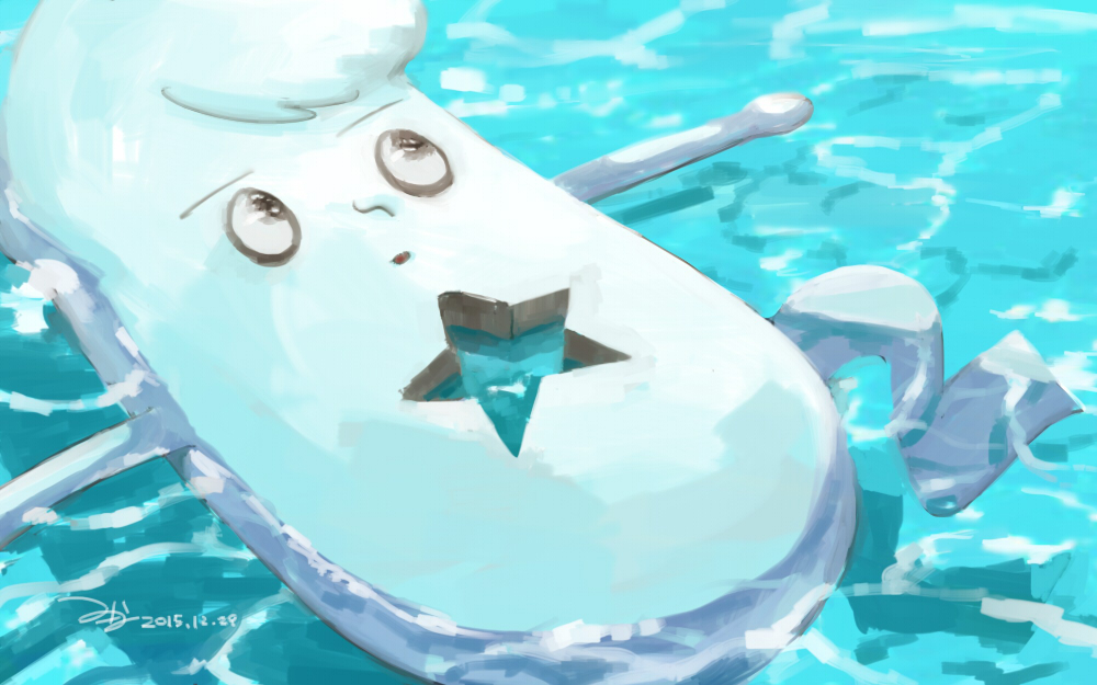 10s 2015 amano_keita dated fuu2 mituna_(mituna2525) no_humans signature solo star_(symbol) water traditional_youkai youkai_watch