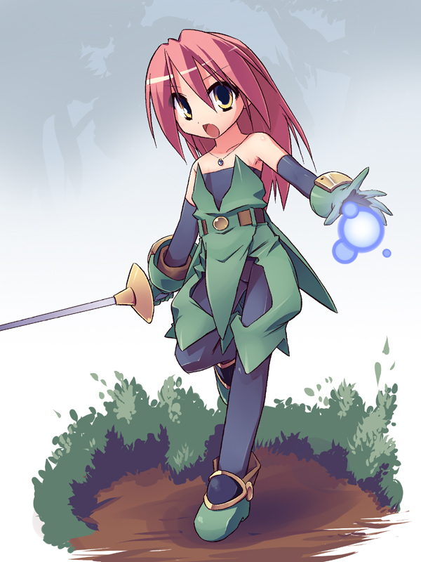 1girl female_focus magic mof original red_hair redrantem solo sword tomoshibi_hidekazu weapon yellow_eyes