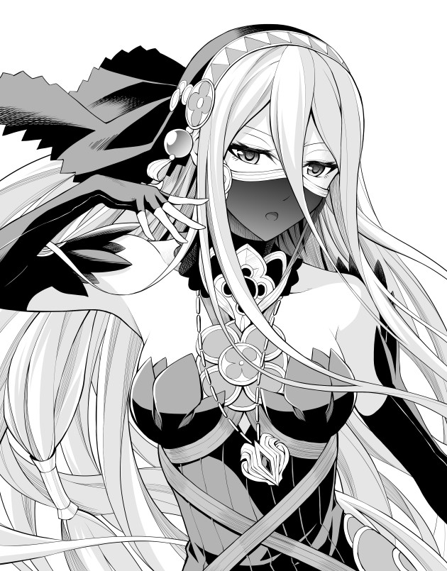 1girl armpits azura_(fire_emblem) azura_(lady_of_ballads)_(fire_emblem) bare_shoulders elbow_gloves fingerless_gloves fire_emblem fire_emblem_fates gloves jewelry long_hair mouth_veil necklace nintendo open_mouth simple_background solo ten_(tenchan_man) upper_body veil white_background