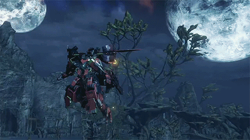 3d animated animated_gif cloud dinosaur flying lowres mecha moon nintendo robot xenoblade_chronicles_(series) xenoblade_chronicles_x