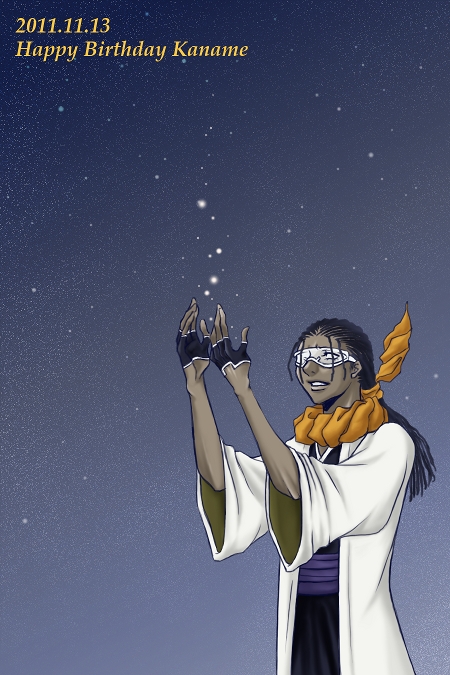 bleach dark_skin katsura_(aqua_successor) lights sky smile tousen_kaname