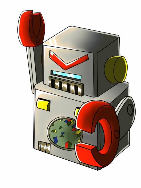 blikmon digimon machine pincers pointing pointing_up robot simple_background white_background