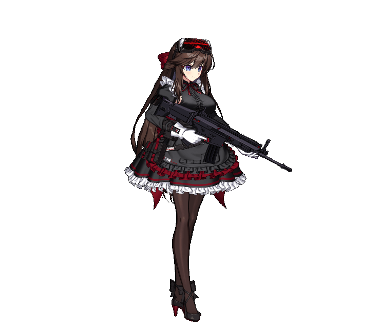 1girl ^_^ adjusting_clothes adjusting_headwear animated animated_gif arm_pouch assault_rifle back_bow black_bow black_rose_(counter:side) black_shoes blue_eyes bouncing_breasts bow breasts brown_hair cardiogram center_frills closed_eyes commentary counter:side english_commentary eyewear_on_head floating_hair fn_scar_16 footwear_bow frilled_skirt frills full_body gloves gun hair_between_eyes hair_bow head-mounted_display high_heels holding holding_gun holding_weapon juliet_sleeves large_breasts long_hair long_sleeves looking_ahead looping_animation maid neck_ribbon official_art pantyhose parted_lips petticoat pouch puffy_sleeves red_bow red_ribbon ribbon rifle shoes simple_background skirt skirt_hold solo standing strappy_heels tactical_maid transparent_background trigger_discipline unconventional_maid underbust very_long_hair weapon white_gloves