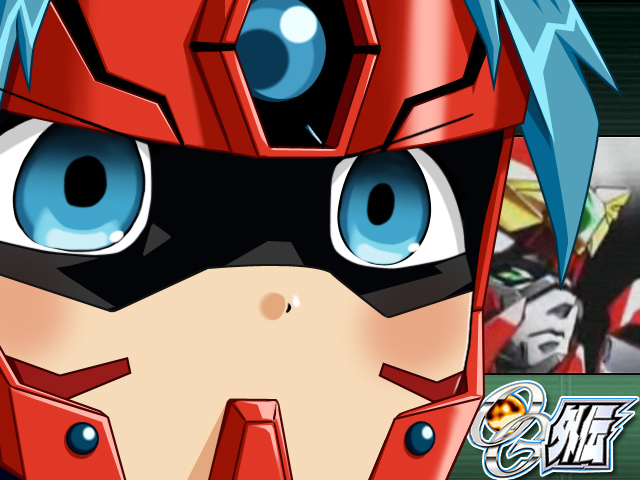 1boy armor banpresto blue_eyes blue_hair blush compatible_kaiser covered_mouth domino_mask fighter_roar gununu_(meme) helmet kouta_azuma male_focus mask matching_hair/eyes meme solo super_robot_wars super_robot_wars_original_generation the_great_battle upper_body