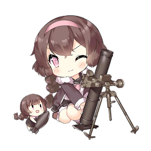 2girls :3 :d ammunition artillery_fairy_(girls&#039;_frontline) black_sailor_collar black_skirt blush blush_stickers bomb bow bowtie braid brown_dress brown_hair brown_jacket brown_shoes chibi closed_mouth dress explosive fairy_(girls&#039;_frontline) full_body fur-trimmed_jacket fur_trim girls&#039;_frontline hairband holding holding_bomb jacket kneeling long_hair long_sleeves looking_at_viewer mortar_(weapon) mortar_shell multiple_girls official_art one_eye_closed open_mouth pink_bow pink_bowtie pink_eyes pink_hairband sailor_collar saru shirt shoes shorts simple_background single_braid skirt slit_pupils smile third-party_source transparent_background v-shaped_eyes white_shirt white_shorts |_|