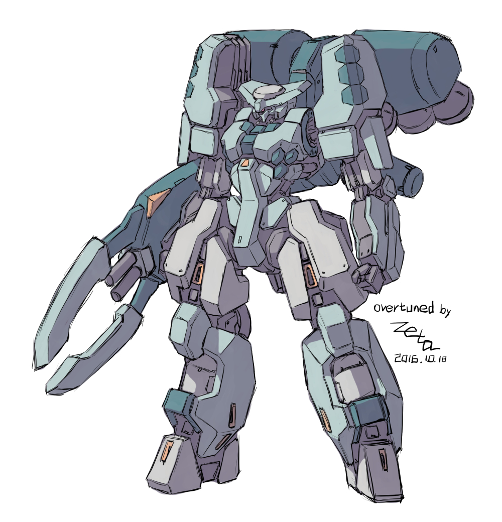 2016 arm_cannon beam_cannon bolinoak_sammahn cable colored_lineart dated double_beam_cannon gundam jetpack korean_commentary mecha mecha_focus mixed-language_commentary mobile_suit no_humans one-eyed original pincers redesign robot science_fiction signature sketch thrusters titans_(gundam) weapon white_background z006 zeta_gundam zeta_gundam_define