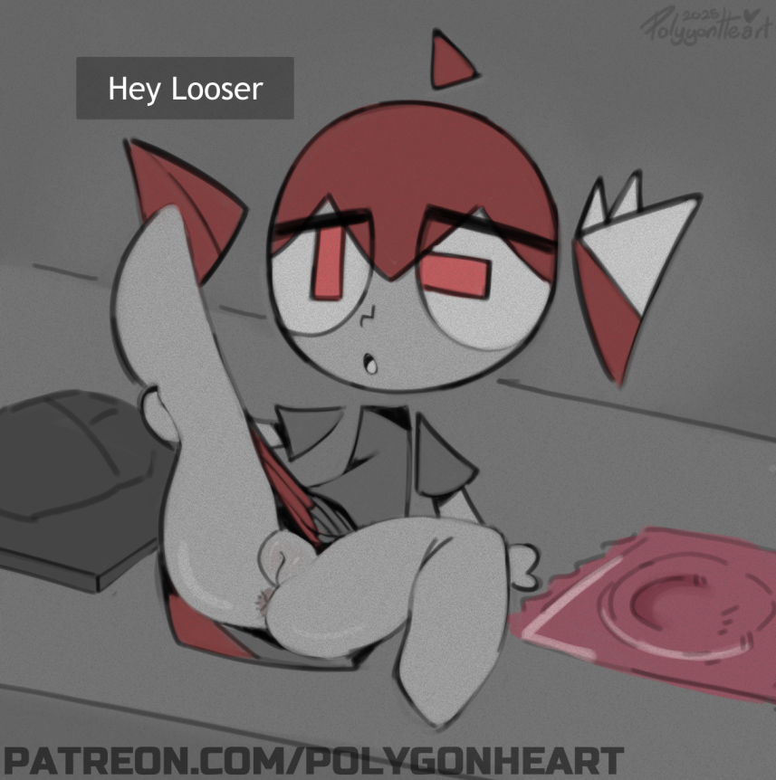 1girl anus artist_name chibi commentary computer_mouse condom dated detached_hair disembodied_arm disembodied_hair disembodied_head doomer_(synthesizer_v) drill_hair english_commentary english_text engrish_text eyes_visible_through_hair floating_arms floating_head full_body grey_background grey_shirt grey_skirt hand_on_own_leg kasane_teto kasane_teto_(sv) leg_up lying mini_person minigirl mismatched_pupils mousepad_(object) multicolored_skirt no_panties on_back open_mouth patreon_username ranguage rectangular_pupils red_eyes red_hair red_skirt shirt signature sketch skirt solo spot_color synthesizer_v thepolygonheart twin_drills two-tone_skirt upskirt utau youtube_caption