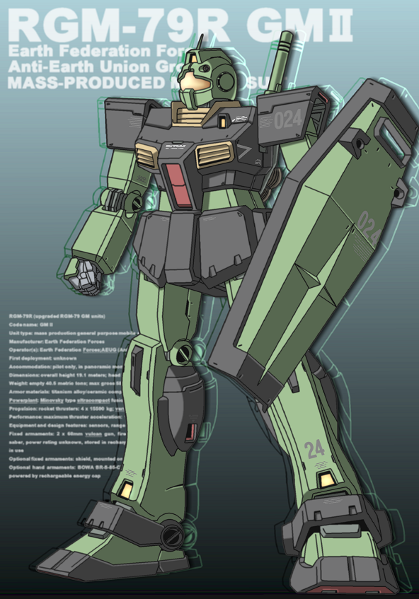 gm_ii gundam joy_(cyber_x_heaven) mecha no_humans robot shield zeta_gundam