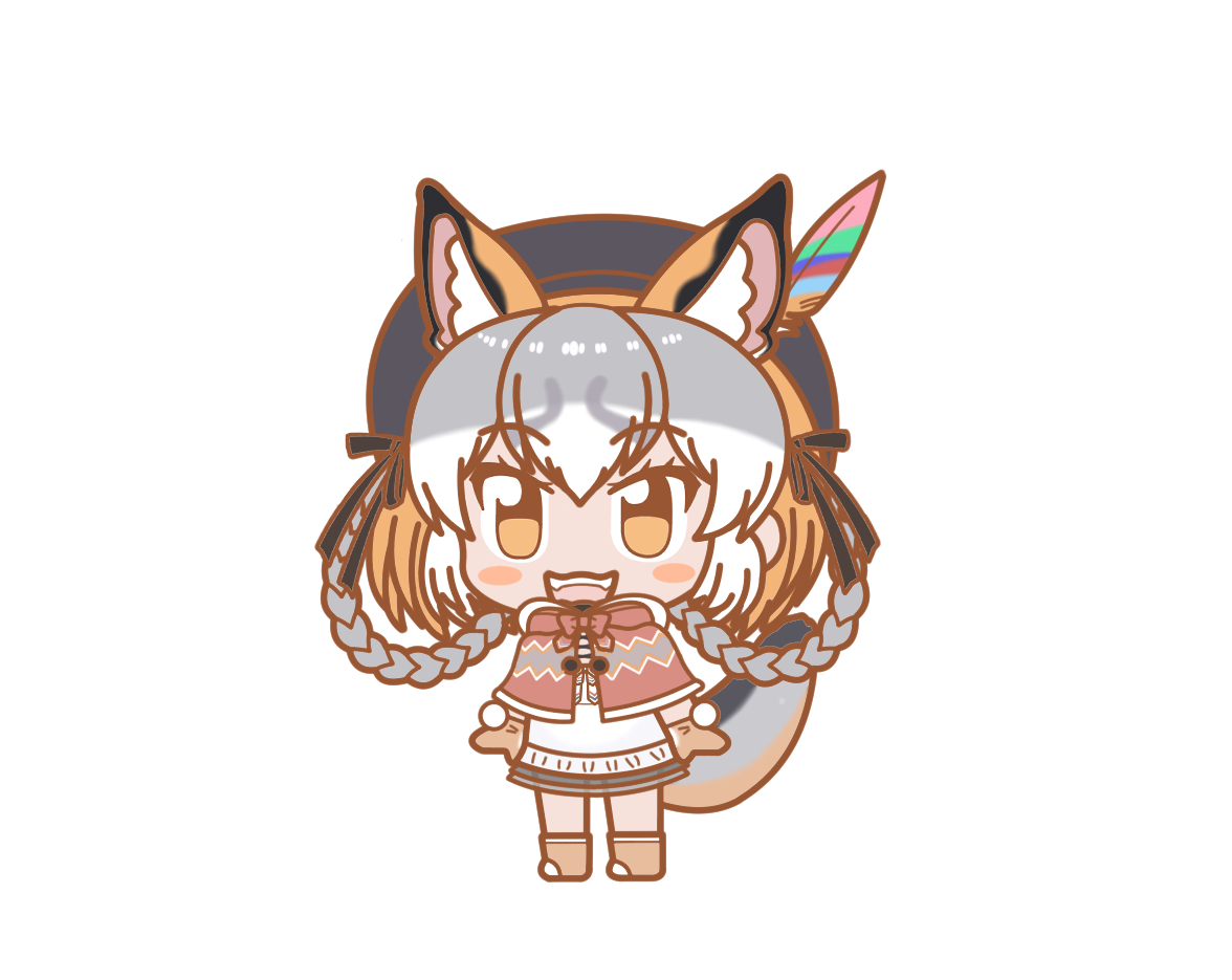 1girl ef63_11 grey_hair island_fox_(kemono_friends) kemono_friends kemono_friends_pavilion kemono_friends_v_project long_hair looking_at_viewer multicolored_hair orange_hair simple_background solo virtual_youtuber