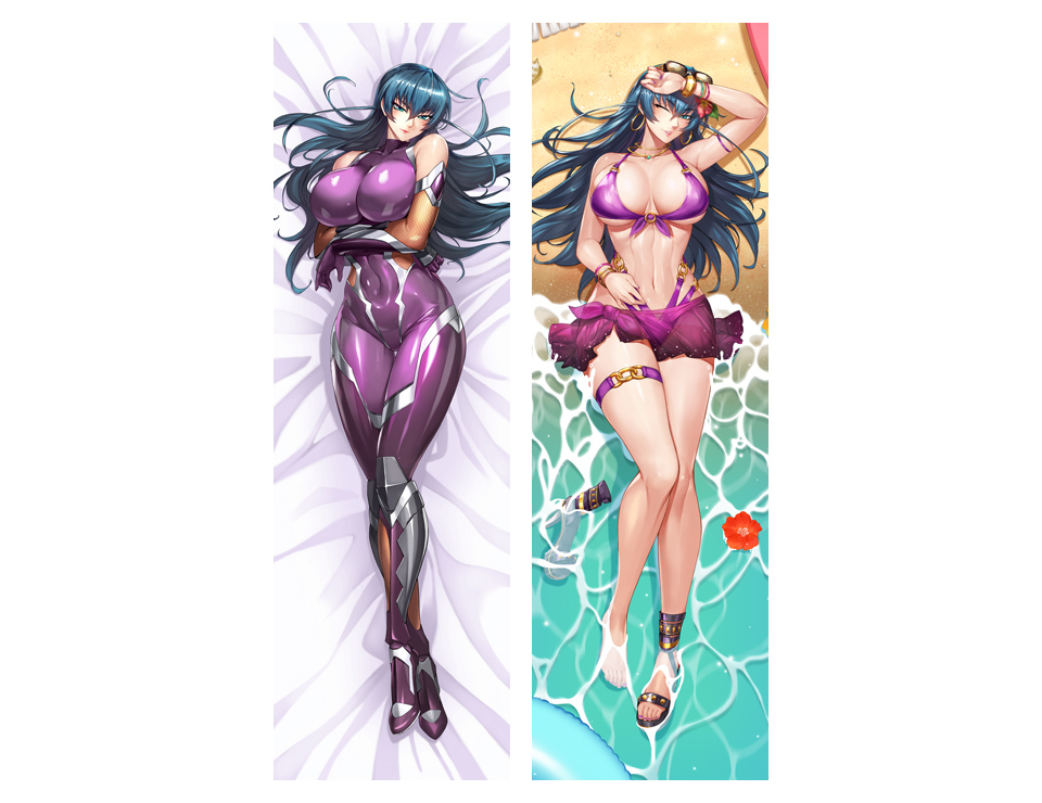 1girl bikini blue_hair bodysuit breasts breasts_apart dakimakura_(medium) female_focus flower front-tie_bikini_top front-tie_top hair_flower hair_ornament igawa_asagi kagami_hirotaka large_breasts lilith-soft long_hair lying navel on_back purple_bikini purple_bodysuit sandals single_sandal solo stomach sunglasses sunglasses_on_head swimsuit taimanin_(series) taimanin_asagi thigh_strap toes underboob