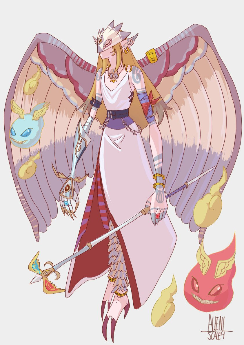 1girl claws digimon digimon_(creature) female_focus goddess_(digimon_xros_wars) oridigi original solo wings