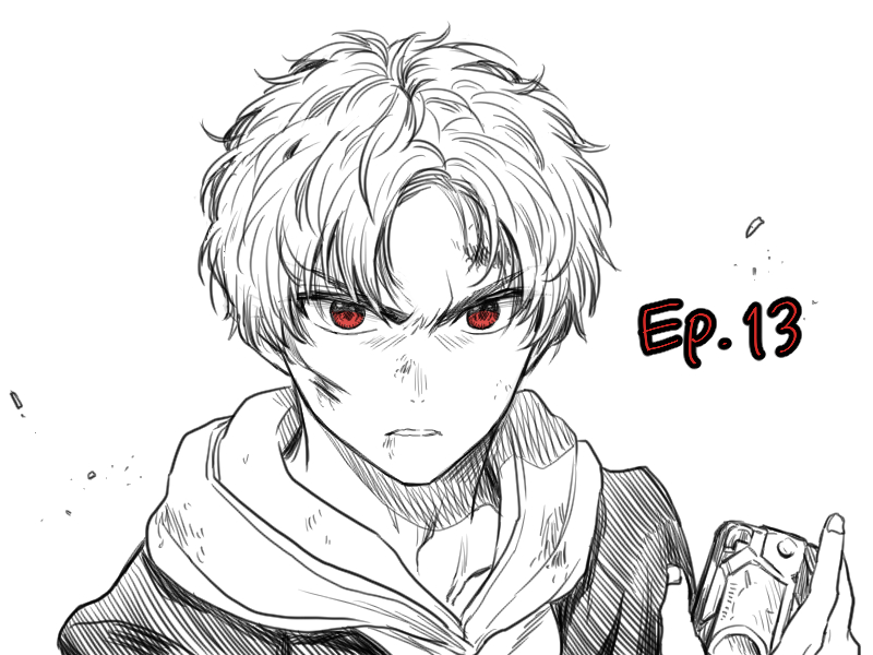 1boy blood blood_on_face cuts henshin hiden_aruto holding hood hoodie injury kamen_rider kamen_rider_01_(series) kudou_makoto male_focus red_eyes solo tokusatsu upper_body v-shaped_eyebrows white_background