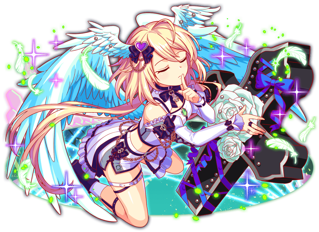1girl ahoge alternate_costume ankle_boots ankle_socks aqua_eyes aqua_wings artist_request bare_shoulders belt belt_buckle black_boots black_bow black_choker black_garter_straps black_ribbon blonde_hair blush boots bow bow_skirt buckle cel_shading choker cleavage_cutout closed_eyes closed_mouth clothing_cutout coffin crash_fever crop_top cross cross-laced_clothes cross-laced_skirt cross-laced_sleeves detached_sleeves eyelashes feathers finger_to_mouth flower frilled_sleeves frills frown full_body game_cg garter_straps hair_bow hair_ornament half-skirt head_wings heart heart_hair_ornament hexagon honeycomb_(pattern) jewelry juliet_sleeves jung_(crash_fever) leg_belt light_particles long_hair long_sleeves medium_hair midriff miniskirt neck_ribbon number_print numbered official_alternate_costume official_art outline overskirt pencil_skirt pendant print_skirt puffy_sleeves red_outline ribbon ring rose shirt side_slit skirt sleeve_bow sleeveless sleeveless_shirt socks solo sparkle square square_print tachi-e thigh_strap third-party_source transparent_background very_long_hair white_belt white_feathers white_flower white_rose white_shirt white_skirt white_sleeves wings